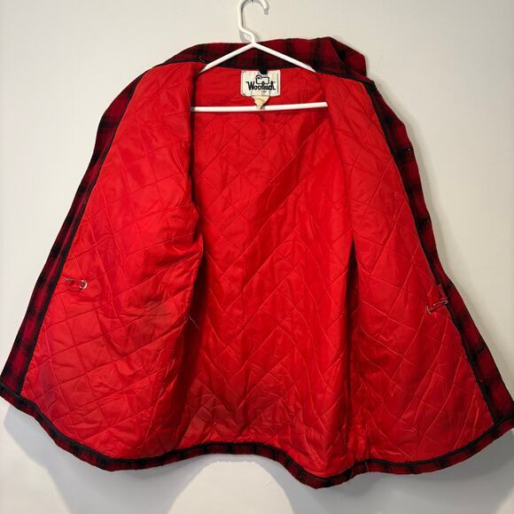 Vintage Woolrich Red & Black Buffalo Plaid Hunting Winter Wool Jacket Size 42 - Picture 6 of 8